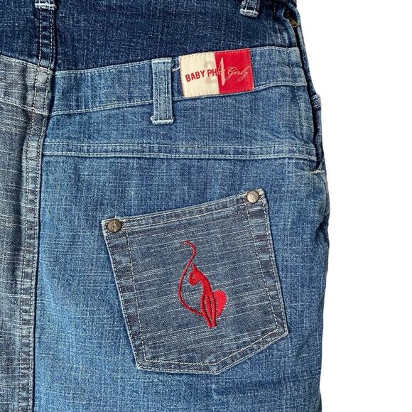 Vintage Asymmetrical Baby Phat Girlz Denim Patchwork Skirt size medium - Picture 5 of 5